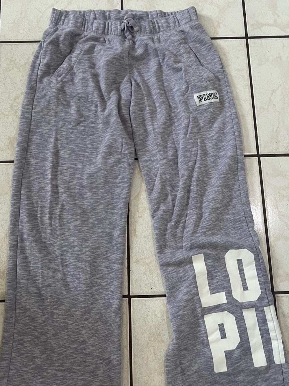 PINK Victoria's Secret Heather Gray Girls' Jogger Sweatpants with White Logo
